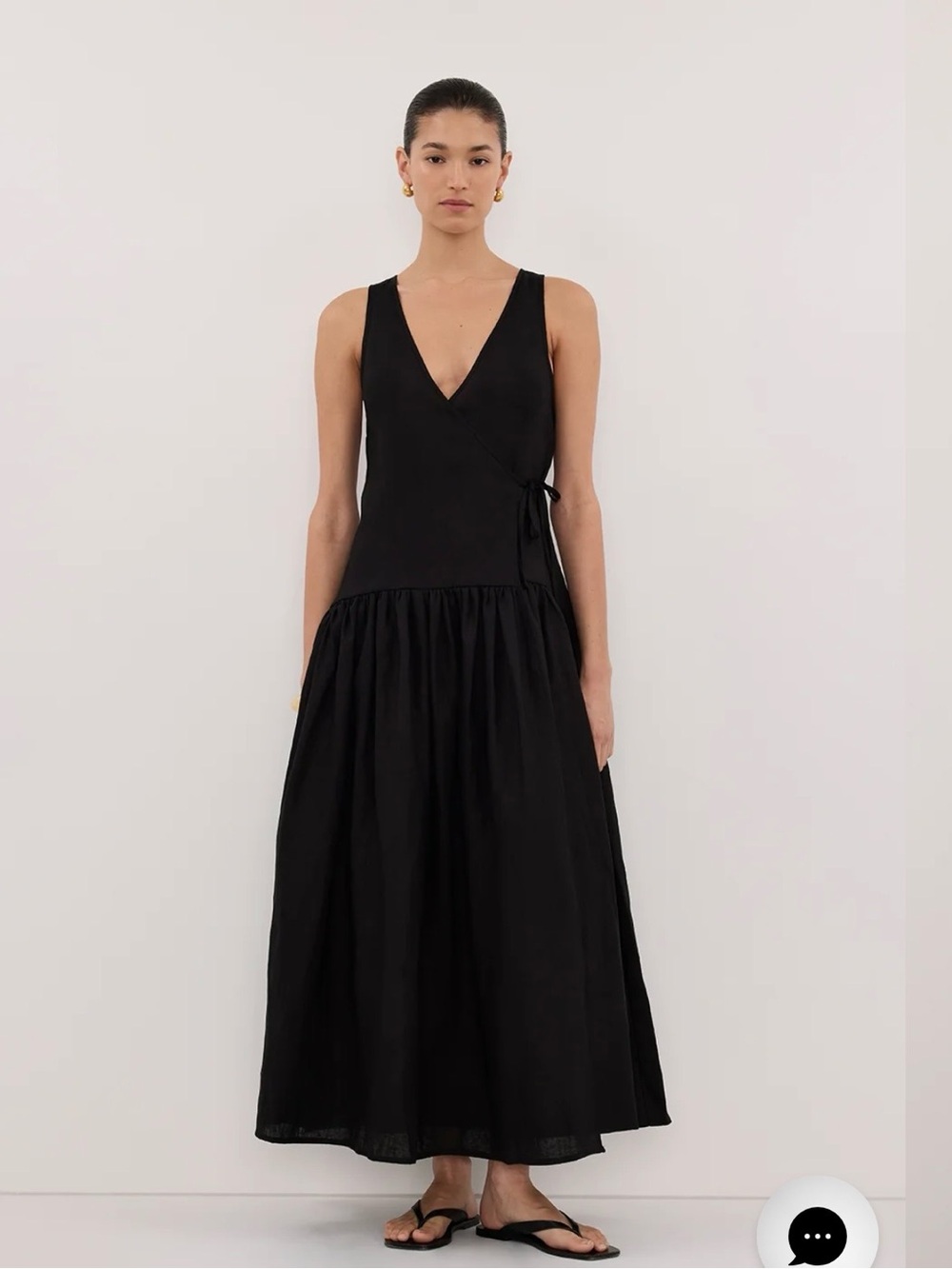 DISSH Black Sleeveless V-Neck Wrap Maxi Dress